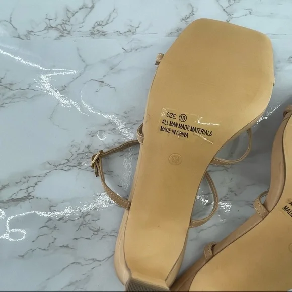 Lulu’s Jayjae Light Nude Square Toe Buckled High Heel Sandals Size 10 - Picture 8 of 9